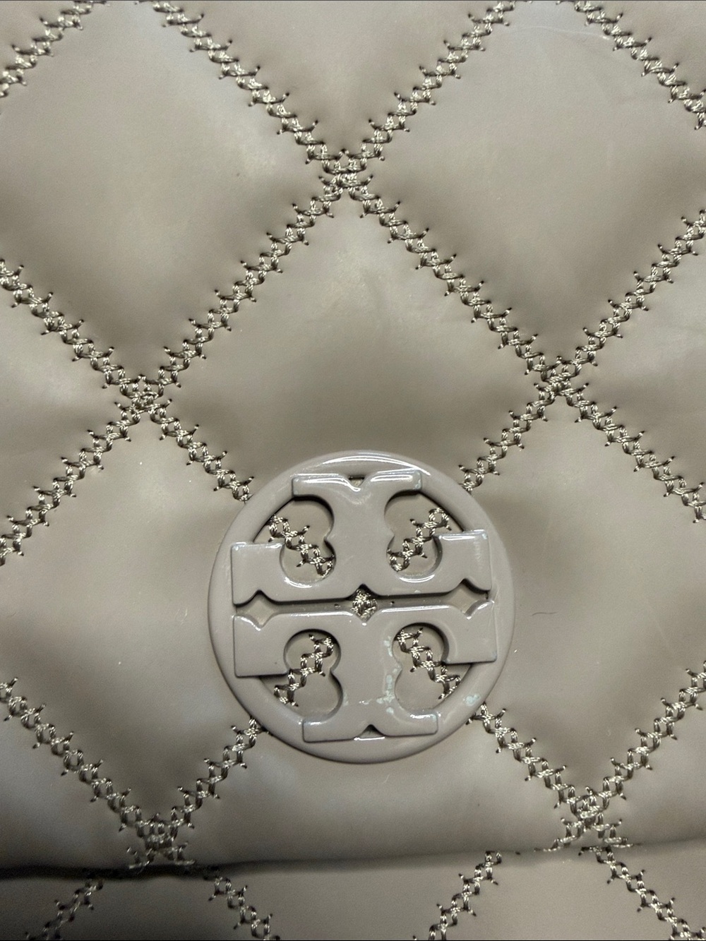 Tory Burch Quilted Leather Shoulder Bag in Taupe Gray - Picture 2 of 6
